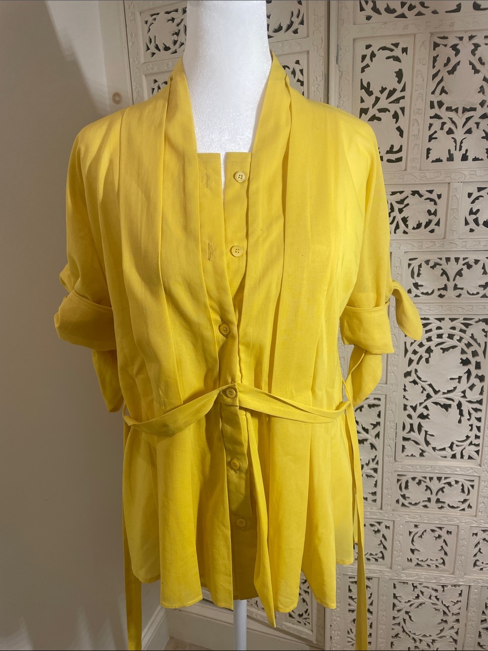 Gucci Bright Yellow Silk-Look Blouse - Picture 2 of 14